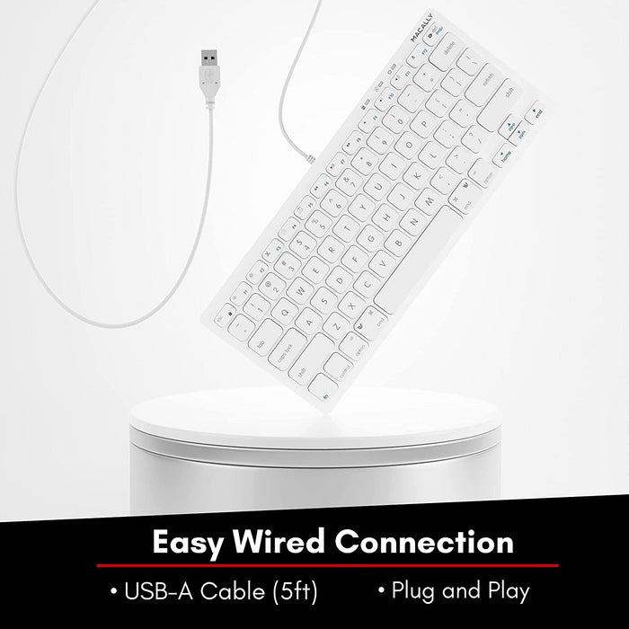 Macally Compact USB Wired Keyboard for Mac and PC - White - Macfixit Australia