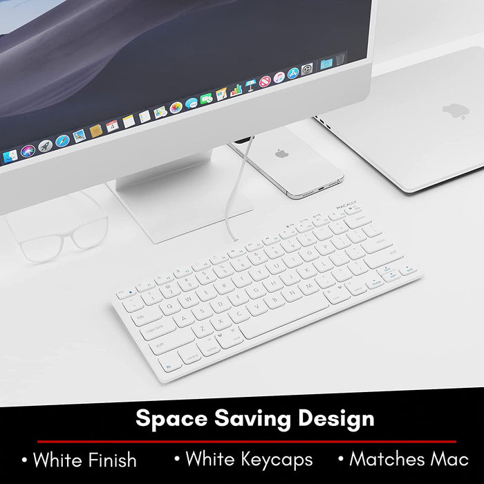 Macally Compact USB Wired Keyboard for Mac and PC - White - Macfixit Australia