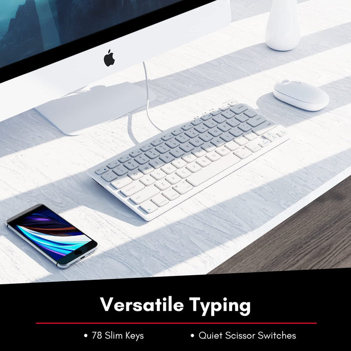 Macally Compact USB Wired Keyboard for Mac and PC - White - Macfixit Australia