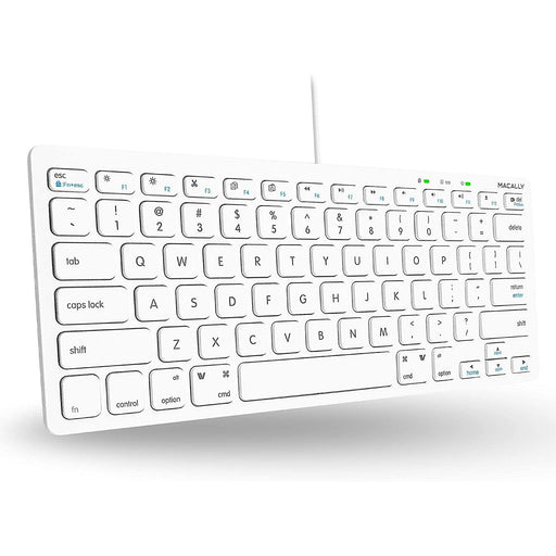 Macally Compact USB Wired Keyboard for Mac and PC - White - Macfixit Australia