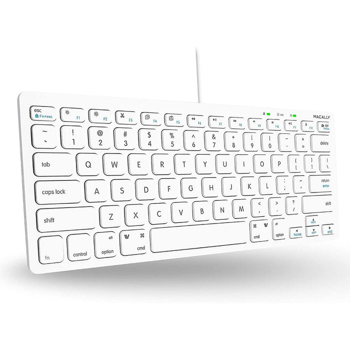 Macally Compact USB Wired Keyboard for Mac and PC - White - Macfixit Australia
