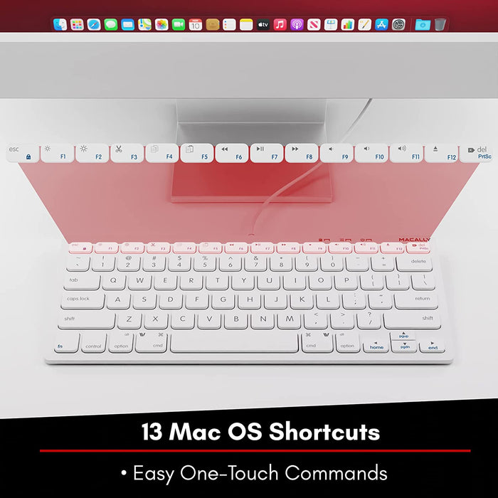 Macally Compact USB Wired Keyboard for Mac and PC - White - Macfixit Australia