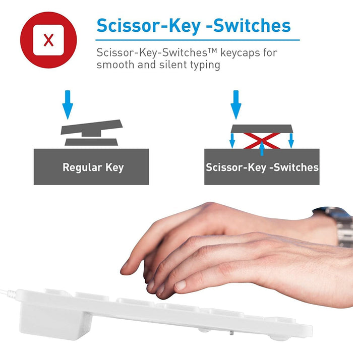 Macally Compact USB Wired Keyboard for Mac and PC - White - Macfixit Australia