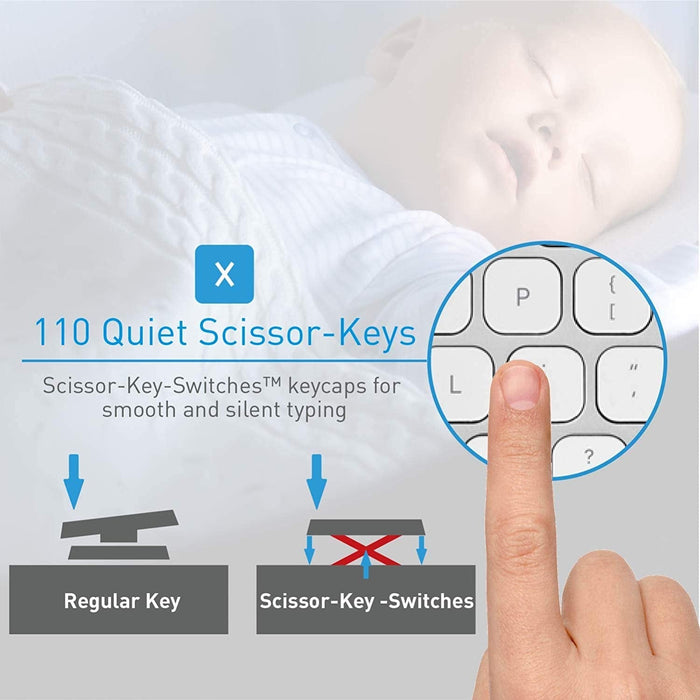 Macally Slim Aluminium USB Keyboard with 2 USB ports for Mac - Silver - Macfixit Australia