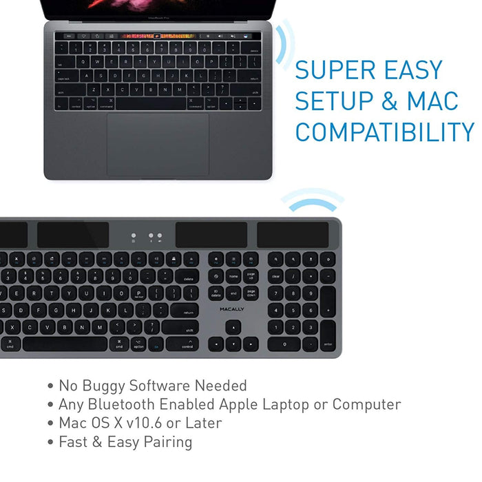 Macally Solar Powered Rechargeable Slim Bluetooth Keyboard for Mac - Space Gray - Macfixit Australia