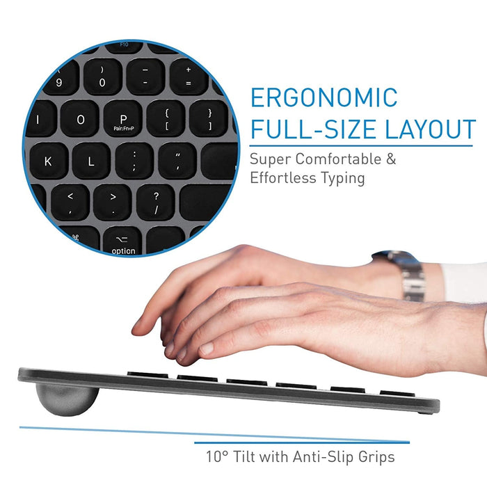 Macally Solar Powered Rechargeable Slim Bluetooth Keyboard for Mac - Space Gray - Macfixit Australia