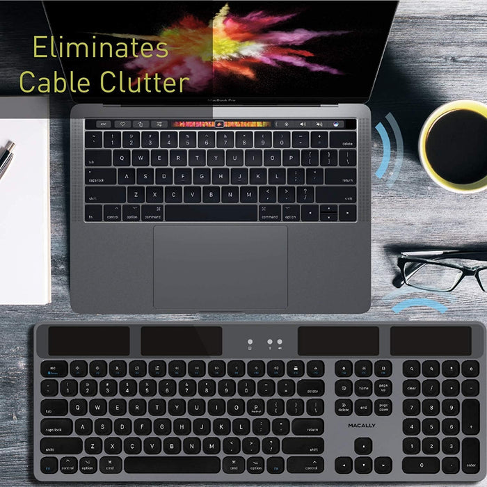 Macally Solar Powered Rechargeable Slim Bluetooth Keyboard for Mac - Space Gray - Macfixit Australia