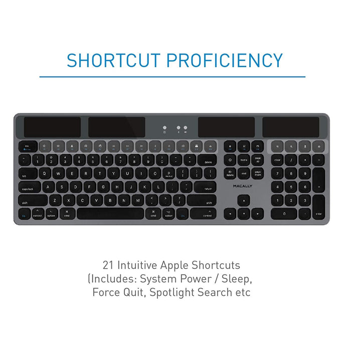 Macally Solar Powered Rechargeable Slim Bluetooth Keyboard for Mac - Space Gray - Macfixit Australia