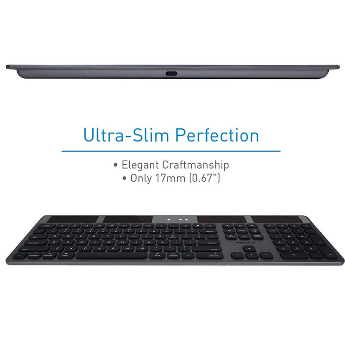 Macally Solar Powered Rechargeable Slim Bluetooth Keyboard for Mac - Space Gray - Macfixit Australia