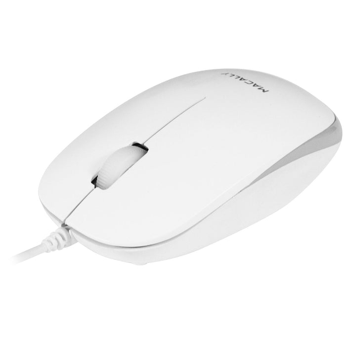Macally USB Wired Computer Mouse with 3 Button, Scroll Wheel, 5 Foot Long Corded, Compatible with Windows PC, Apple Macbook Pro - Air, iMac, Mac Mini, Laptops - White - Macfixit Australia