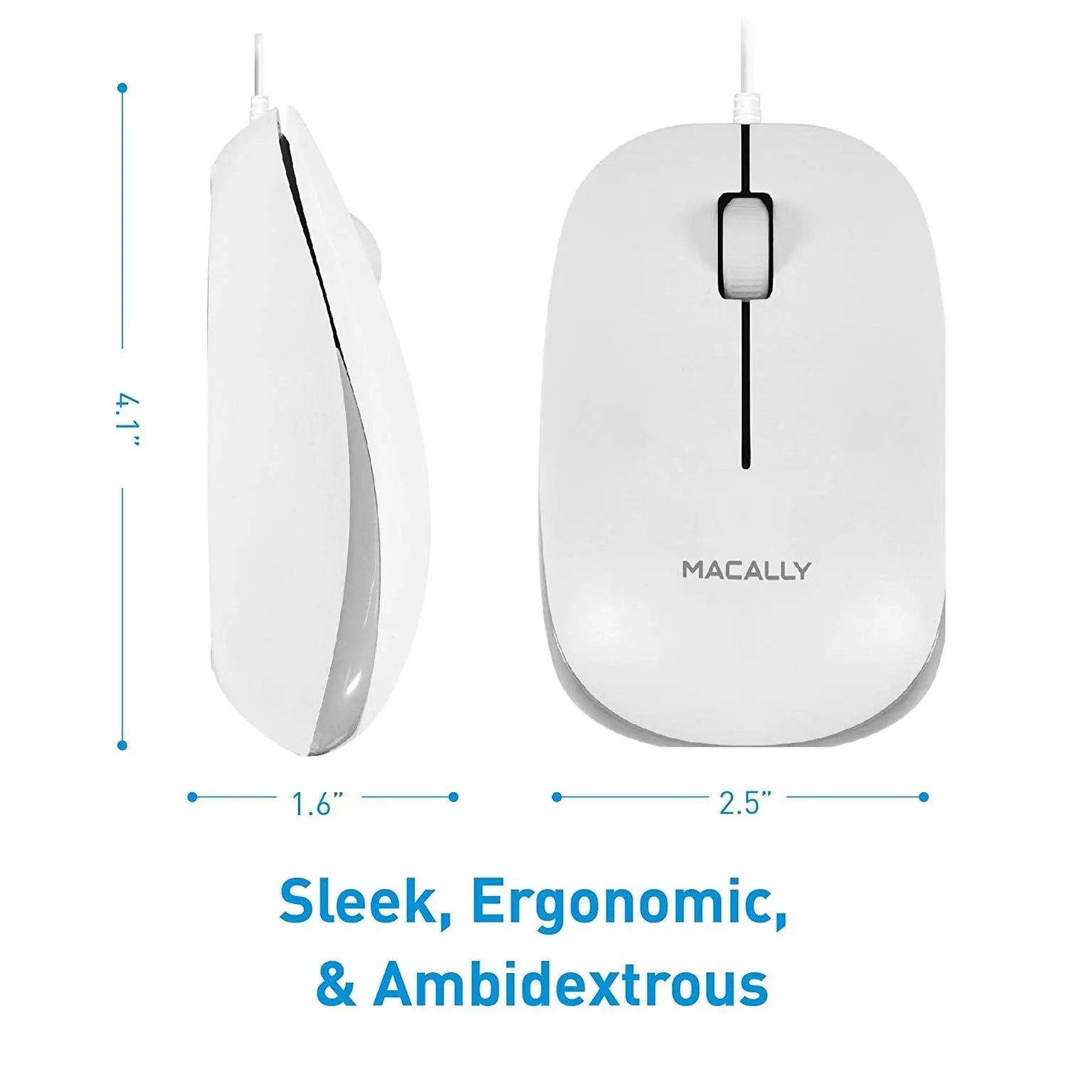 Macally USB Wired Computer Mouse with 3 Button, Scroll Wheel, 5 Foot ...