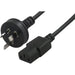 Male 3 Pin AC to Female IEC - C13 Power Cable 1m - Kettle Lead - Macfixit Australia