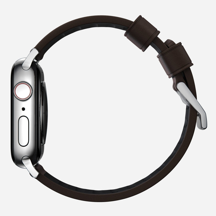 Nomad - Active Strap Pro - Apple Watch Ultra/44/42/45mm/Ultra - Brown - Silver Hardware - Macfixit Australia