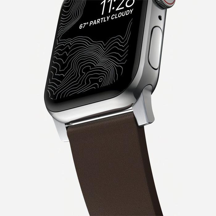 Nomad - Active Strap Pro - Apple Watch Ultra/44/42/45mm/Ultra - Brown - Silver Hardware - Macfixit Australia