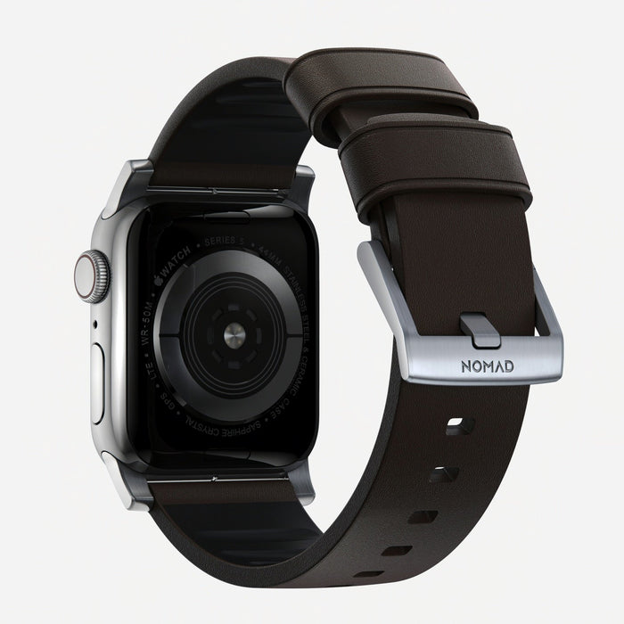 Nomad - Active Strap Pro - Apple Watch Ultra/44/42/45mm/Ultra - Brown - Silver Hardware - Macfixit Australia