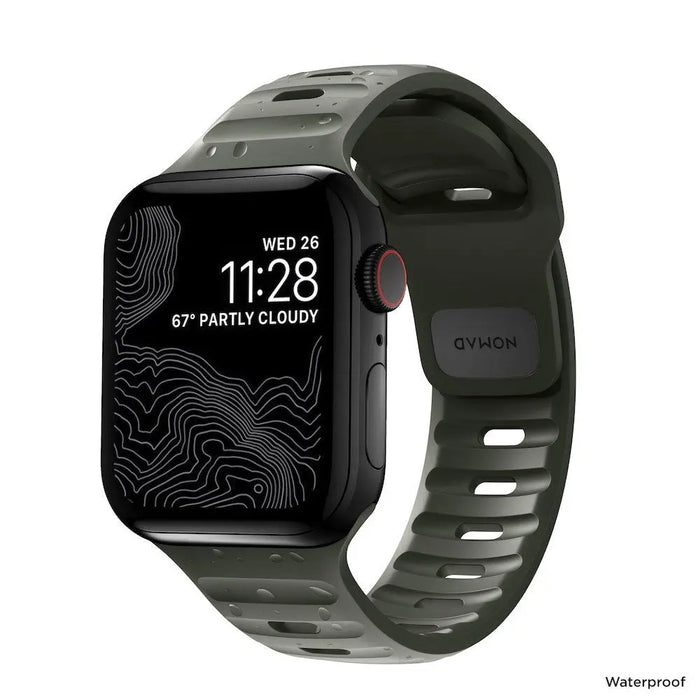 Nomad - Sport Strap for Apple Watch 42/44/45mm/Ultra - Ash Green - Macfixit Australia