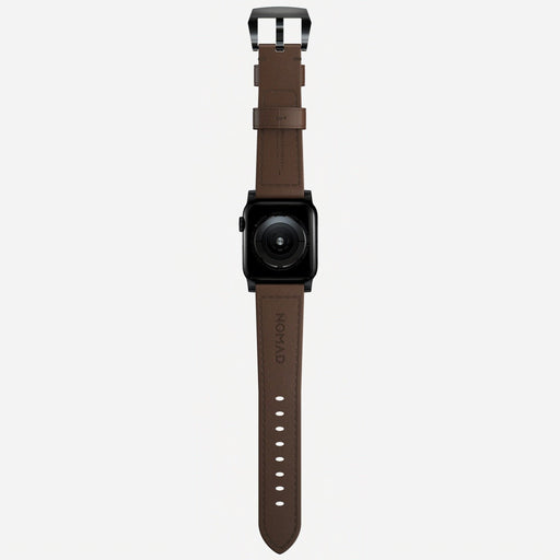 Nomad - Traditional Strap for Apple Watch 42 - 44mm - Rustic Brown - Black Hardware - Macfixit Australia