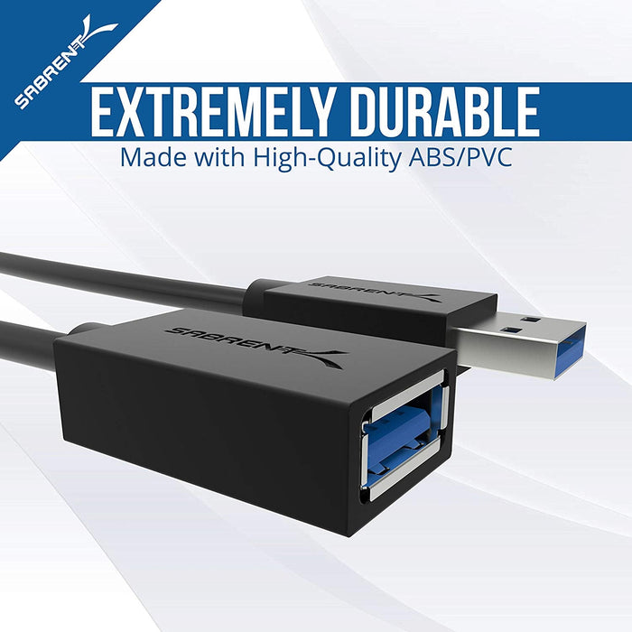 Sabrent 22AWG USB 3.0 Extension Cable, 0.9M - Black - Macfixit Australia