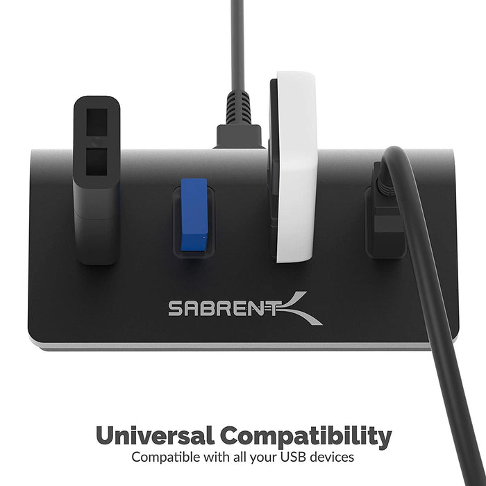 Sabrent 4 - Port Aluminum USB 3.0 Hub - Black - Macfixit Australia