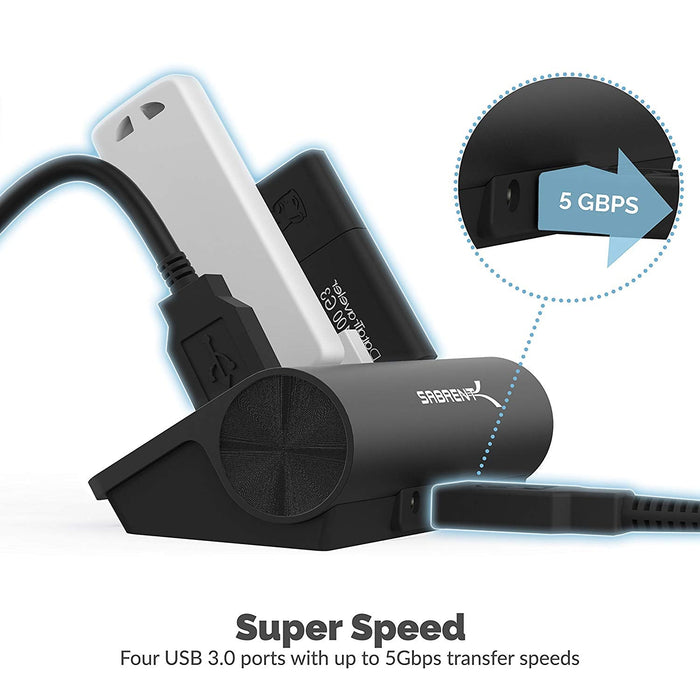 Sabrent 4 - Port Aluminum USB 3.0 Hub - Black - Macfixit Australia