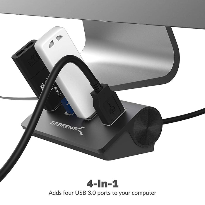 Sabrent 4 - Port Aluminum USB 3.0 Hub - Black - Macfixit Australia