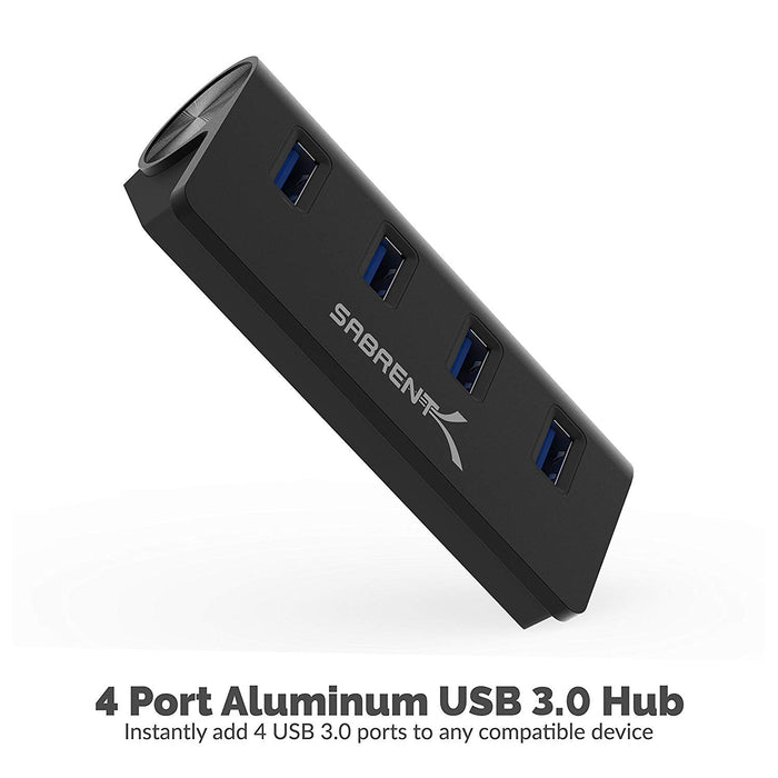 Sabrent 4 - Port Aluminum USB 3.0 Hub - Black - Macfixit Australia