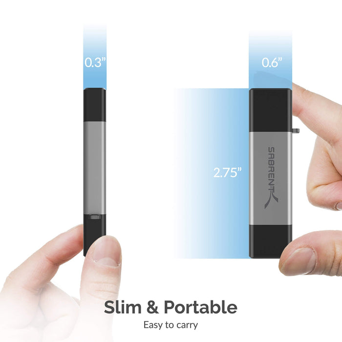 Sabrent USB 3.0 and USB Type - C OTG Card Reader Supports SD, SDHC, SDXC, MMC - MicroSD, T - Flash - Macfixit Australia