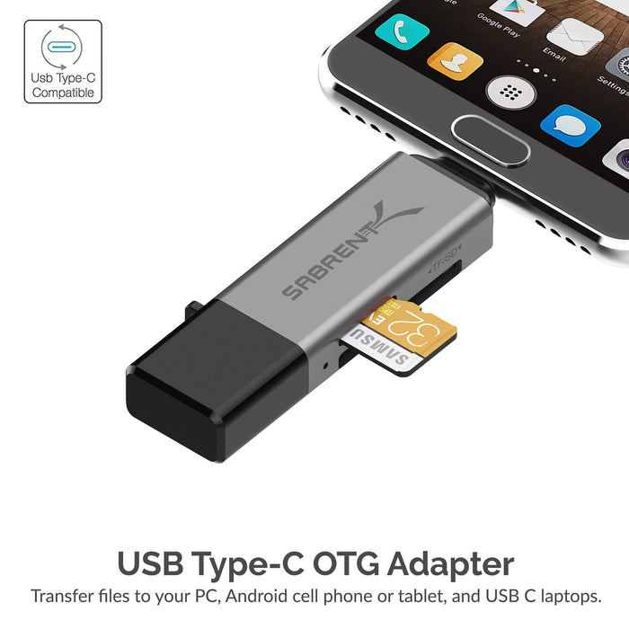 Sabrent USB 3.0 and USB Type - C OTG Card Reader Supports SD, SDHC, SDXC, MMC - MicroSD, T - Flash - Macfixit Australia