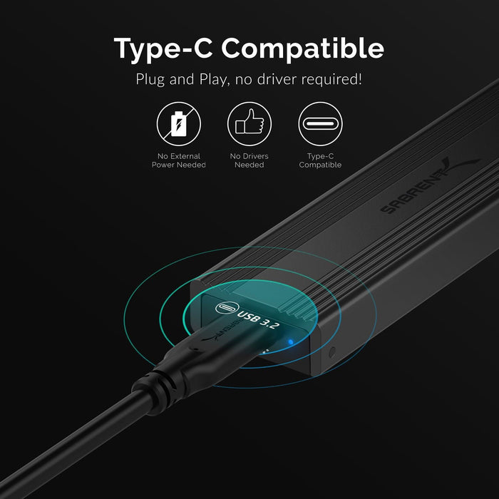 Sabrent USB 3.2 Type - C Tool - Free Enclosure for M.2 PCIe NVMe and SATA SSDs - Macfixit Australia