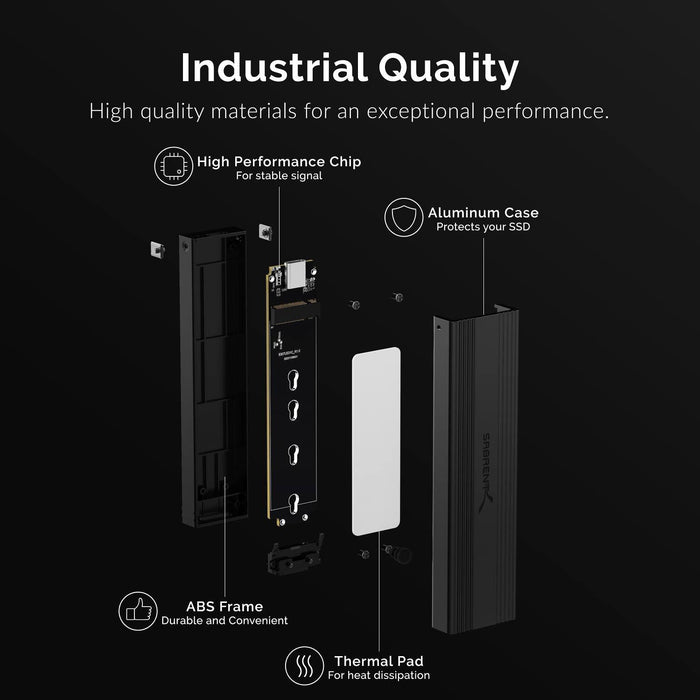Sabrent USB 3.2 Type - C Tool - Free Enclosure for M.2 PCIe NVMe and SATA SSDs - Macfixit Australia