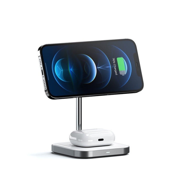 Satechi Magnetic 2 - in - 1 Wireless Charging Stand - Space Grey - Macfixit Australia