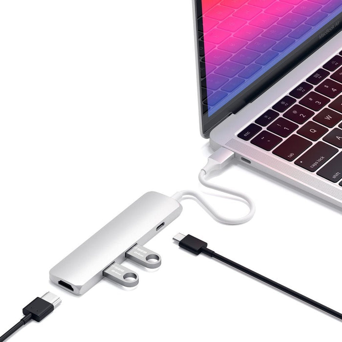 Satechi Slim USB - C MultiPort Adapter - Silver - Macfixit Australia