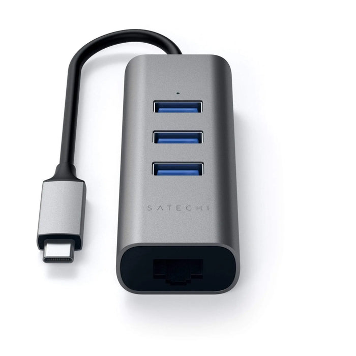 Satechi USB - C 2 - in - 1 USB 3. 3 - Port Hub & Ethernet - Space Grey - Macfixit Australia