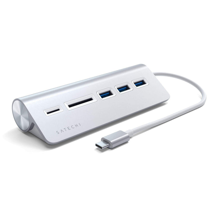 Satechi USB - C Aluminium USB 3.0 Hub & Card Reader - Silver - Macfixit Australia