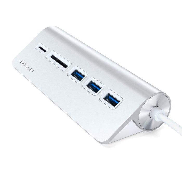 Satechi USB - C Aluminium USB 3.0 Hub & Card Reader - Silver - Macfixit Australia