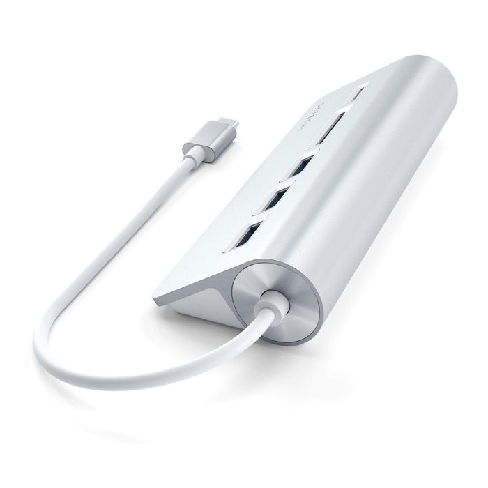 Satechi USB - C Aluminium USB 3.0 Hub & Card Reader - Silver - Macfixit Australia