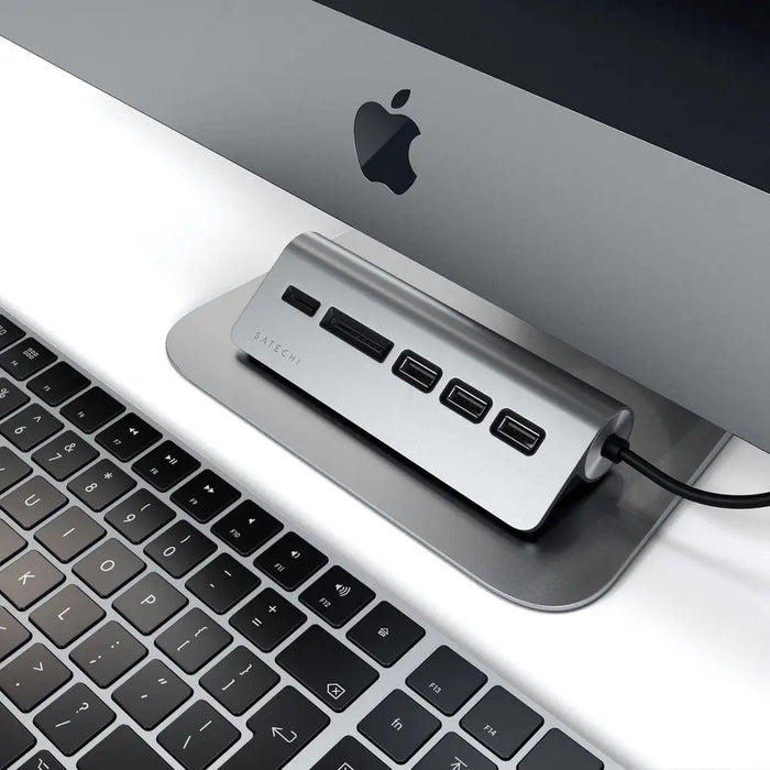 Satechi USB - C Aluminium USB Hub & Card Reader - Space Grey - Macfixit Australia