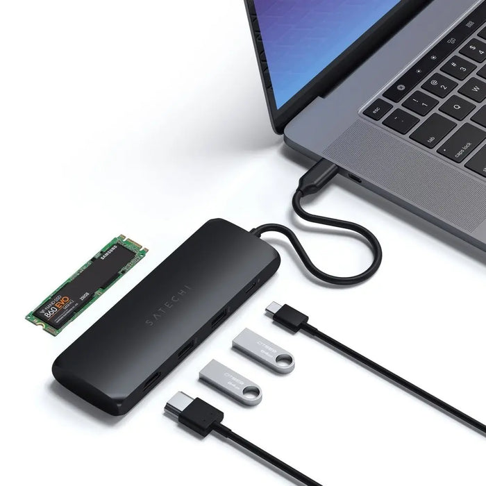 Satechi USB - C Hybrid Multiport Adapter with SSD Enclosure - Black - Macfixit Australia