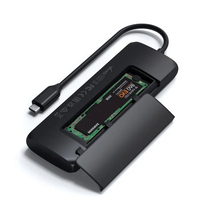 Satechi USB - C Hybrid Multiport Adapter with SSD Enclosure - Black - Macfixit Australia