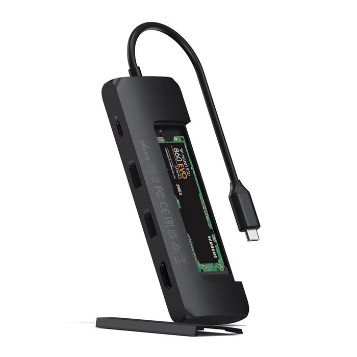 Satechi USB - C Hybrid Multiport Adapter with SSD Enclosure - Black - Macfixit Australia
