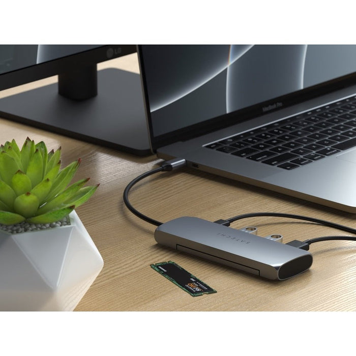 Satechi USB - C Hybrid Multiport Adapter with SSD Enclosure - Space Grey - Macfixit Australia