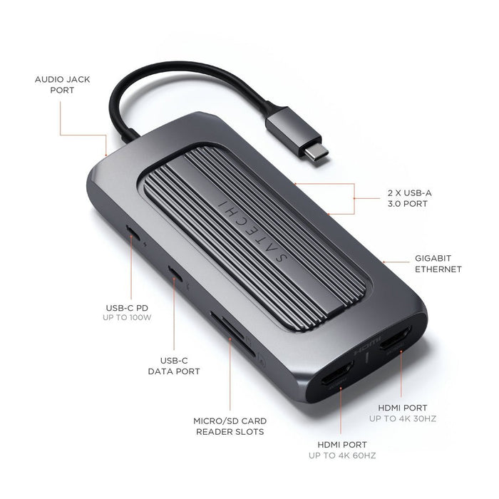 Satechi USB - C Multiport MX Adapter - Space Grey - Macfixit Australia