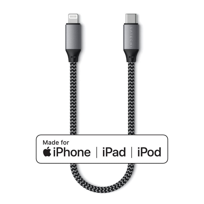 Satechi USB - C to Lightning Short Cable 25cm - Space Grey - Macfixit Australia
