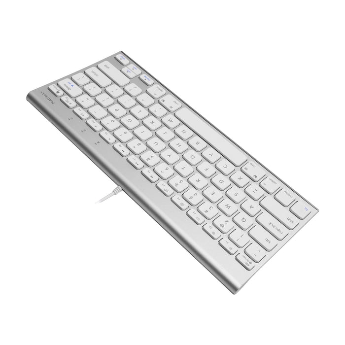Macally Compact Brushed Metal USB Wired Keyboard for Mac and PC