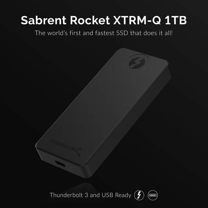Sabrent 1TB Rocket XTRM Q External SSD ,Thunderbolt 3-USB 3.2 Type-C - Black