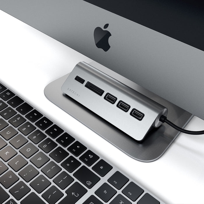 Satechi USB-C Aluminium USB Hub & Card Reader - Space Grey