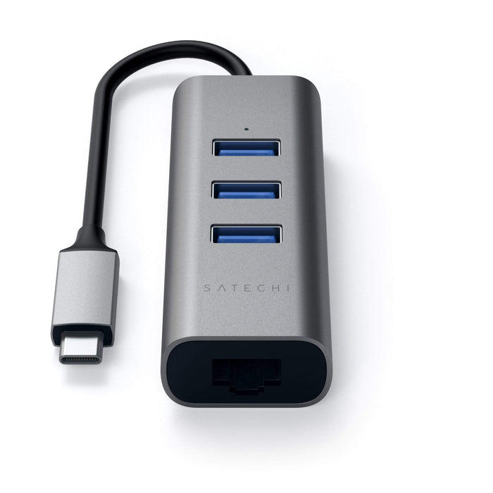 Satechi USB-C 2-in-1 USB 3. 3-Port Hub & Ethernet - Space Grey