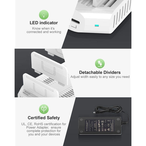 Unitek USB C Charging Station, 120W 10 Port Charging Organizer for Multiple Devices - White - Macfixit Australia