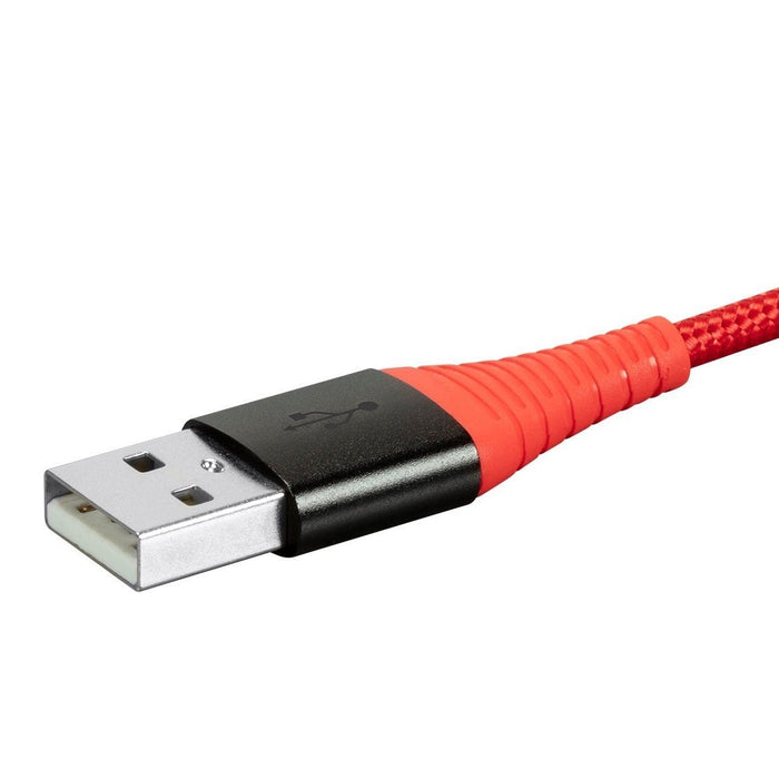 USB Type C to Type A Charge & Sync Kevlar - Reinforced Nylon - Braid Cable, 0.9 m - Red - Macfixit Australia