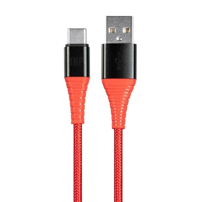 USB Type C to Type A Charge & Sync Kevlar - Reinforced Nylon - Braid Cable, 0.9 m - Red - Macfixit Australia